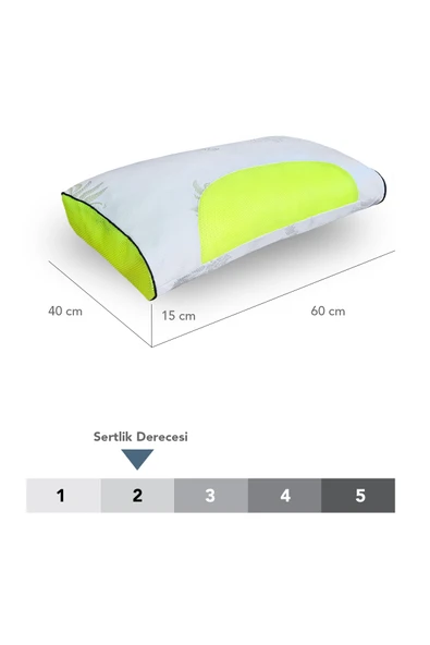 2 Adet Gold serisi klimalı çocuk yastığı,aloe vera kumaşlı cilt dostu ortopedik Visco parçacıklı yastık yıkanabilir kılıflı 1200 gr - Resim 2