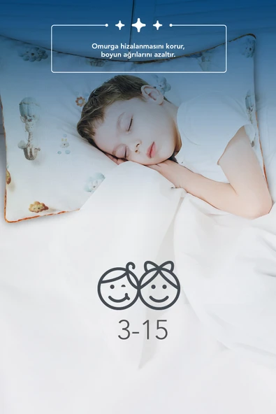 2 Adet Müslin kumaşlı ortopedik çocuk yastığı,Visco parçacıklı pamuk kılıflı  40*60 *1100 gr(bulut) - Resim 4