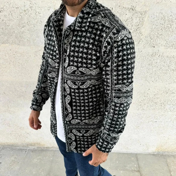 Erkek Polar Fermuarlı Sweatshirt – Kapüşonsuz, Cepli, Yumuşak Dokulu, Oversize Rahat Kalıp, Kışlık Sıcak Tutan Fermuarlı - Resim 3