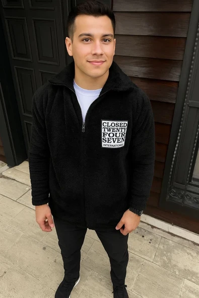 Erkek Polar Fermuarlı Sweatshirt – Kapüşonsuz, Cepli, Yumuşak Dokulu, Oversize Rahat Kalıp, Kışlık Sıcak Tutan Fermuarlı ürün görseli 1