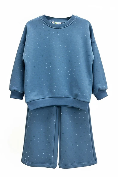 Kız Çocuk Taş Süslemeli Alt-Üst Takım-3 İplik 4-12 Yaş 12345 - Resim 4