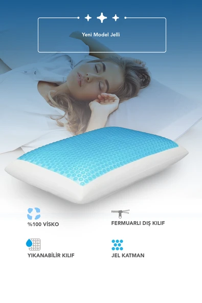 2 Adet Terletmeyen Visco ortopedik yastık,serinleten jelli yastık çift yönlü 60x40-15 cm - Resim 3