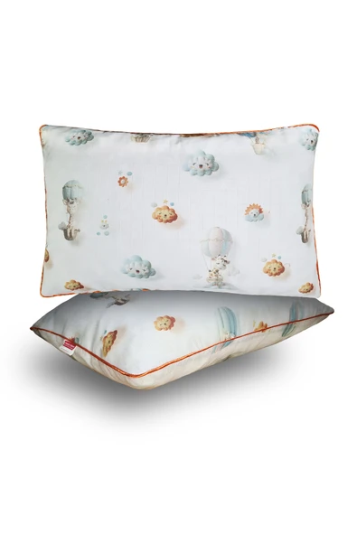 2 Adet Müslin kumaşlı ortopedik çocuk yastığı,Visco parçacıklı pamuk kılıflı 40*60 *1100 gr(bulut) ürün görseli