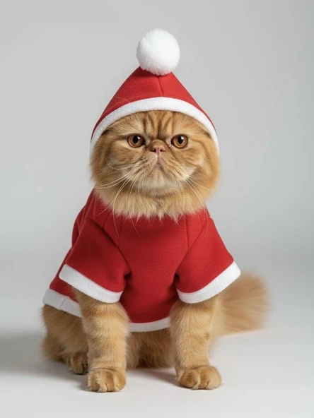 Buddy Kapşonlu Yılbaşı Kedi Sweatshirt Noel - Resim 2