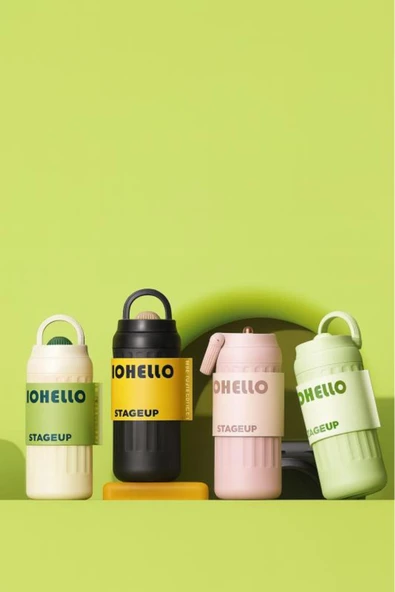 Fashion Çelik Termos Matara 460 ML Bej Beyaz - SHT-ST-8097 - Resim 5