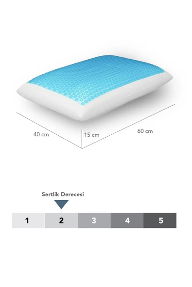 2 Adet Terletmeyen Visco ortopedik yastık,serinleten jelli yastık çift yönlü 60x40-15 cm - Resim 2