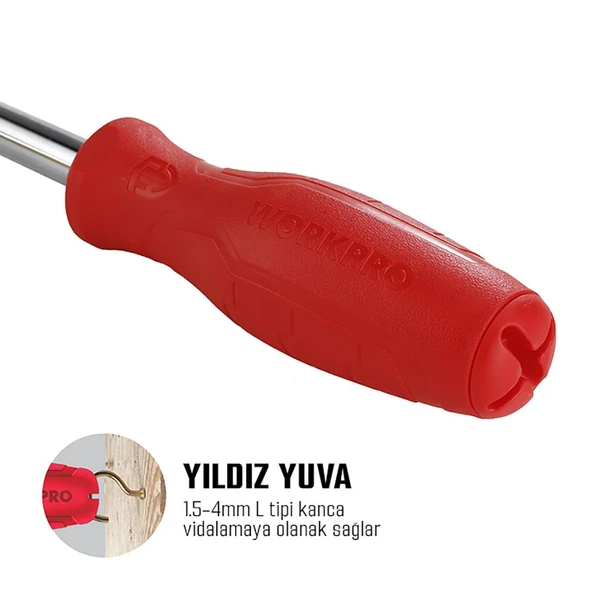 WORKPRO WP221066 6-IN-1 Çok Fonksiyonlu Değişken Uçlu Profesyonel Tornavida Seti - Resim 5