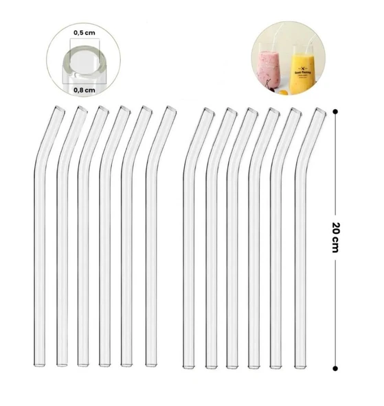 Omnisoft Eğimli Kalın Cam Kokteyl Pipet 12'li