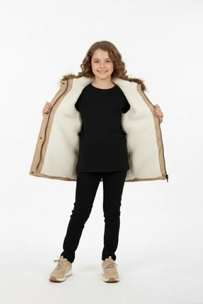 Kız Çocuk Kapüşonlu Mont BGL-ST04886 - Resim 9