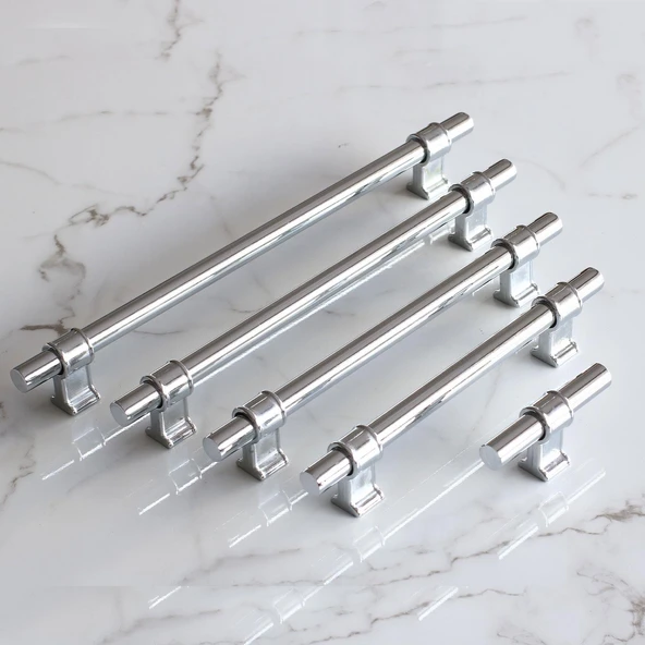 Mobilya Çekmece Mutfak Dolabı Dolap Kulpları Kulbu Krom Düz Metal Kulp Kulpu 128 mm - Resim 3