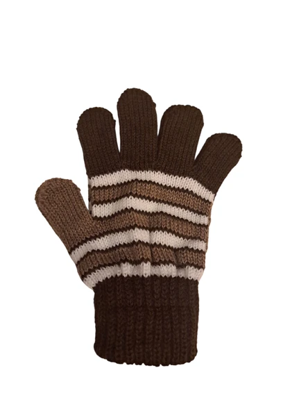 Kışlık Erkek Çocuk Eldiveni Kahverengi 4-8 Yaş - Resim 3