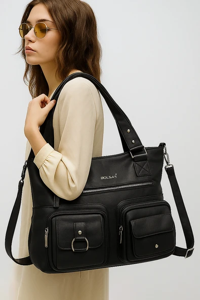 Bolsas Kadın Omuz Çanta Siyah 1035 - Resim 4