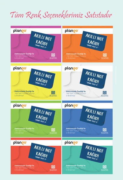 Kırmızı - Elektrostatik Akıllı Not Kağıdı Yapışkansız Post-it 7x10cm - 50 Sayfa - Plango - 4