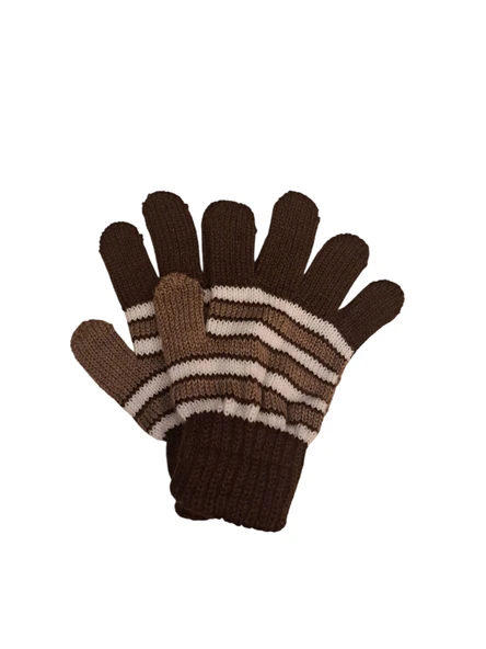 Kışlık Erkek Çocuk Eldiveni Kahverengi 4-8 Yaş - Resim 4