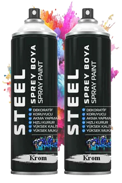 Gümüş Gri Sprey Boya 200 ml 2 Adet Hızlı Kuruyan Profesyonel Ahşap Plastik Demir Metal Cam Porselen Duvar Renkli