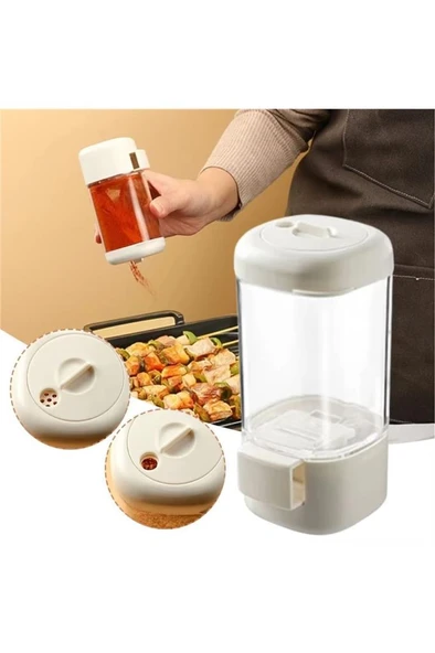 1 Adet Tuşlu Basmalı Baharatlık Gramaj Ayarlı Tuzluk Şekerlik Tuz Biber Baharat Saklama Kabı 140 ml - Resim 5