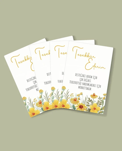 Öğretmenler Günü Tebrik Kartı-teşekkür kartı-Özel gün 24 Kasım -4 Lü-Not Kartı-hediye kartı-tek yüzlü ürün görseli