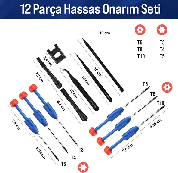 WORKPRO WP200531 12 Parça CR-V Elektronikçi Hassas Profesyonel Onarım Seti - Resim 2