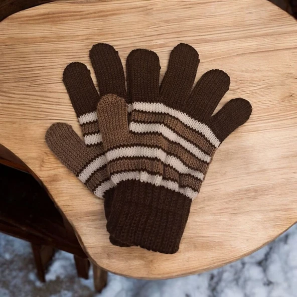 Kışlık Erkek Çocuk Eldiveni Kahverengi 4-8 Yaş ürün görseli 1