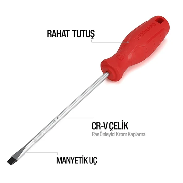 WORKPRO WP200500 2 Parça Yıldız/Düz CR-V Manyetik Profesyonel Tornavida Seti - Resim 3