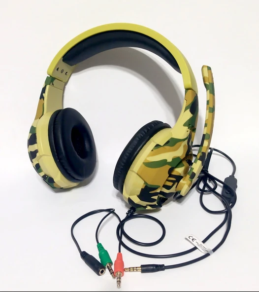 Snopy SN-8800 Kamuflas Desenli Bilgisayar ve Telefon uyumlu Kulak Üstü Mikrofonlu Kulaklık 3,5mm - 3