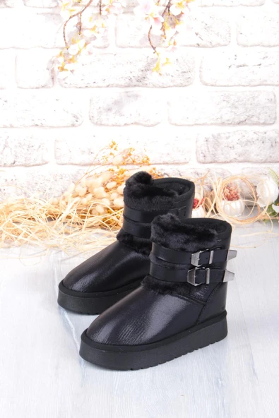 Fort Nurela Simli Süet İçi Kürklü Tüy Ve Toka Detaylı Anne Kız Kısa Kadın Bot - Resim 4