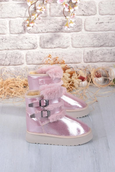 Fort Nurela Simli Süet İçi Kürklü Tüy Ve Toka Detaylı Anne Kız Kısa Kadın Bot - Resim 9