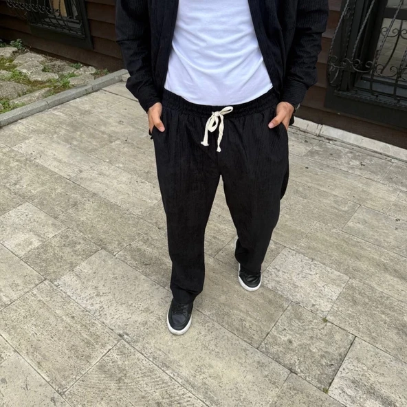 MDB Erkek Fitilli Kadife Cepli Buggy Pantolon Oversize Rahat Kalıp  iyah - Resim 3