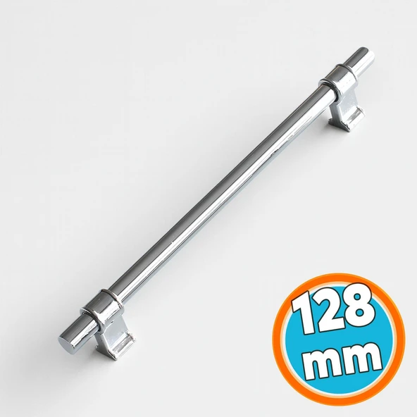 Mobilya Çekmece Mutfak Dolabı Dolap Kulpları Kulbu Krom Düz Metal Kulp Kulpu 128 mm ürün görseli