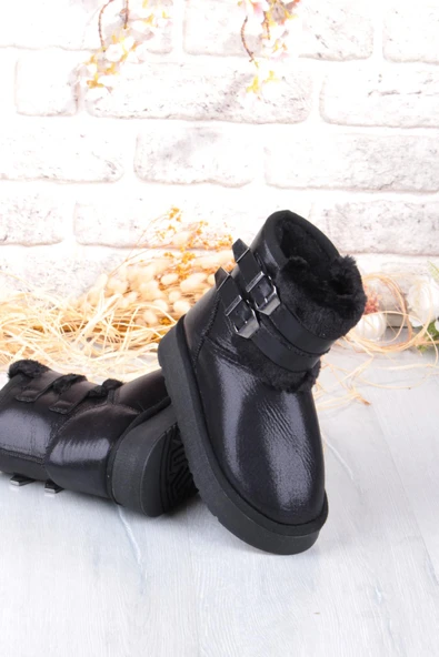 Fort Nurela Simli Süet İçi Kürklü Tüy Ve Toka Detaylı Anne Kız Kısa Kadın Bot - Resim 6