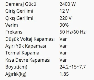 Inges - LEXRON 12 VOLT 1200 WATT Modifiye Sinüs İnverter İnvertör - Resim 5
