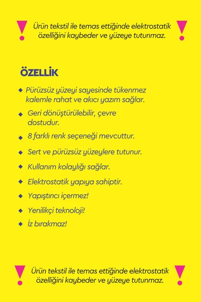 MAVİ - Elektrostatik Akıllı Not Kağıdı Yapışkansız Post-it 7x10cm - 50 Sayfa - Plango - 2