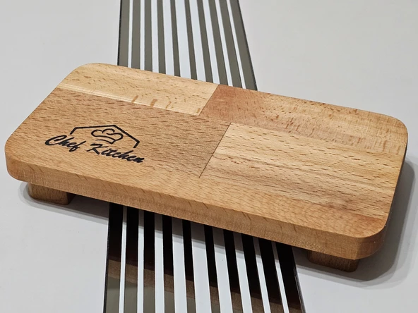 22x11 Cm Dikdörtgen Ahşap Yağdanlık Altlığı, Baharat, Sunum Standı, Çok Amaçlı Mutfak Tabağı