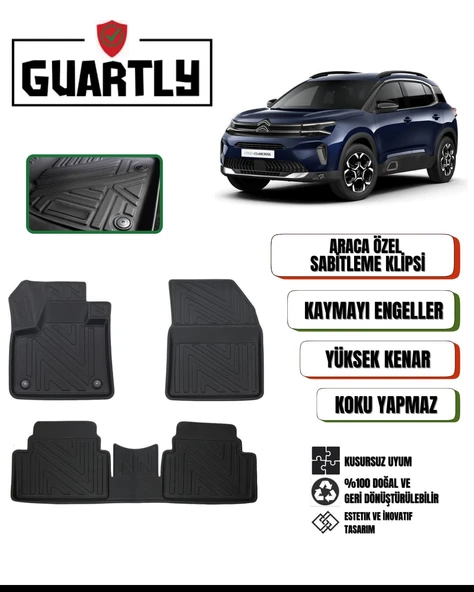 Guartly Citroen C5 Aircross 2023 ve Sonrası Uyumlu Araca Özel Premium 4d Havuzlu Paspas Takımı