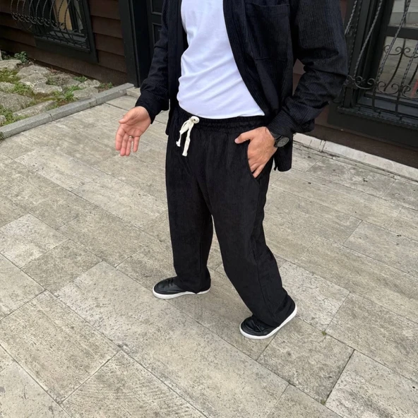 MDB Erkek Fitilli Kadife Cepli Buggy Pantolon Oversize Rahat Kalıp  iyah - Resim 2
