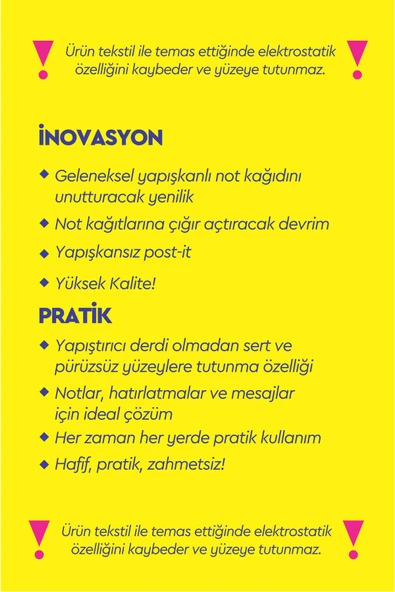 YEŞİL - Elektrostatik Akıllı Not Kağıdı Yapışkansız Post-it 7x10cm - 50 Sayfa - Plango - 3