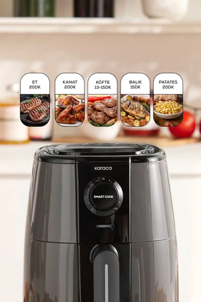 Smart Cook 60 Dakikaya Kadar Zaman Ayarlı Compact Airfryer Space Grey 2 Kişilik - 6