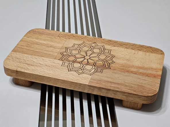 22x11 Cm Ayaklı Dikdörtgen Düz, Ahşap, Motif Desenli, Yağdanlık, Şişe, Mutfak Altlığı Ve Düzenleyici