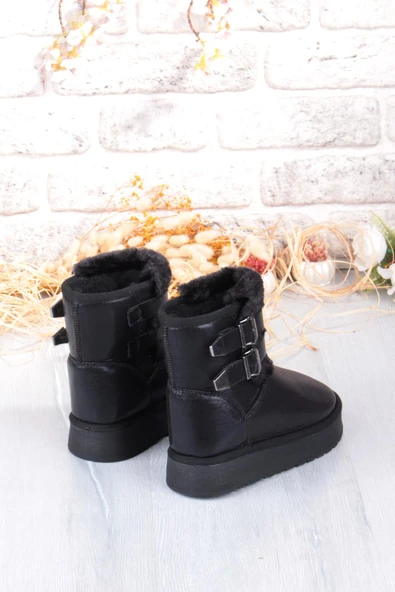 Fort Nurela Simli Süet İçi Kürklü Tüy Ve Toka Detaylı Anne Kız Kısa Kadın Bot - Resim 5