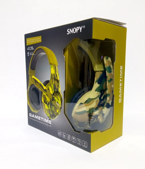 Snopy SN-8800 Kamuflas Desenli Bilgisayar ve Telefon uyumlu Kulak Üstü Mikrofonlu Kulaklık 3,5mm - 2