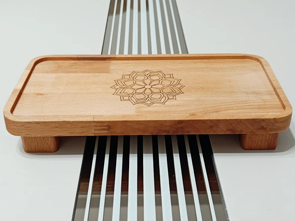 22x11 Cm Ayaklı Dikdörtgen Ahşap, Motif Desenli, Yağdanlık, Şişe, Mutfak Altlığı Ve Düzenleyici - 2