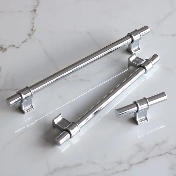 Mobilya Çekmece Mutfak Dolabı Dolap Kulpları Kulbu Krom Düz Metal Kulp Kulpu 128 mm - Resim 4