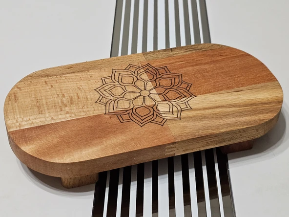 22x11 Cm Ayaklı Oval Düz, Ahşap, Motif Desenli, Yağdanlık, Şişe, Mutfak Altlığı Ve Düzenleyici - 2