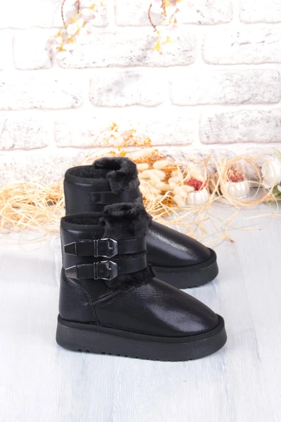 Fort Nurela Simli Süet İçi Kürklü Tüy Ve Toka Detaylı Anne Kız Kısa Kadın Bot - Resim 2