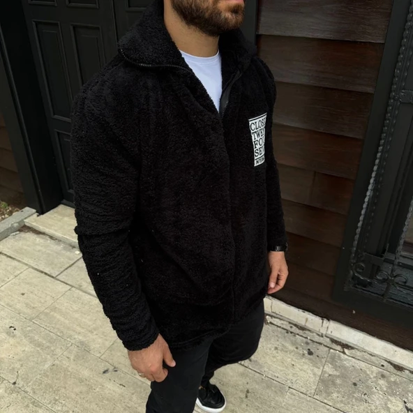 MDB Erkek Polar Fermuarlı weatshirt – Kapüşonsuz, Cepli, Yumuşak Dokulu, Oversize Rahat Kalıp, Kışlık ıcak Tutan Fermuar - Resim 2