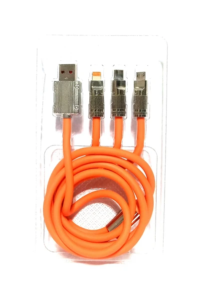 XClass K302 3 IN 1 Üçü Birarada Led Işıklı 5V /3,4A Hızlı Şarj ve Data Kablosu - Resim 3