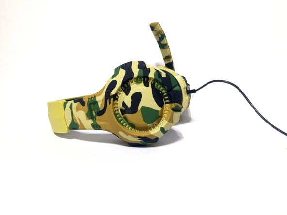 Snopy SN-8800 Kamuflas Desenli Bilgisayar ve Telefon uyumlu Kulak Üstü Mikrofonlu Kulaklık 3,5mm - 5