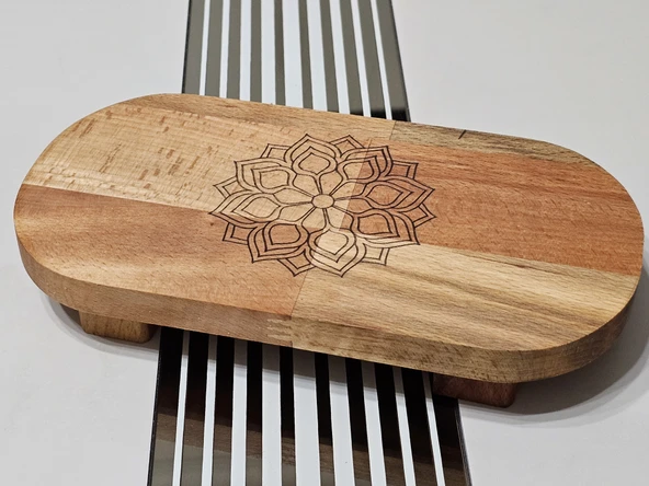 22x11 Cm Ayaklı Oval Düz, Ahşap, Motif Desenli, Yağdanlık, Şişe, Mutfak Altlığı Ve Düzenleyici