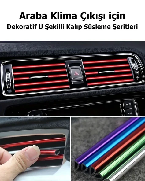 Tüm Araçlara Uyumlu, Evrensel U-Şekilli Araba Klima Çıkışı Dekoratif Yumuşak Şerit Aksesuarları ürün görseli