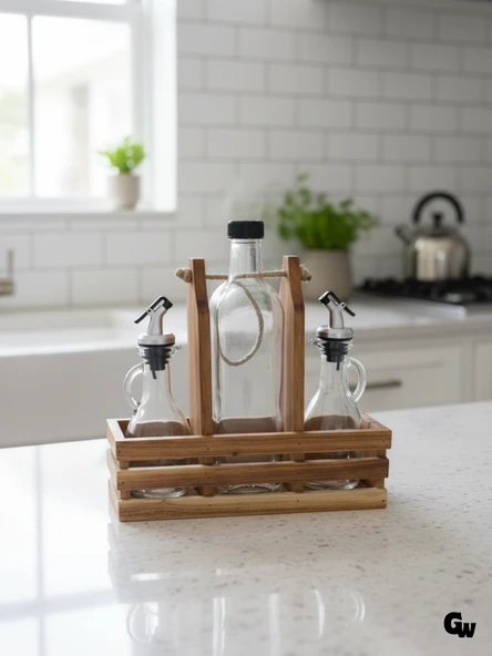 Ahşap Doğal 3Lü 2+1 Set Yağdanlık ve Sosluk Takımı(SET)(KİRAZ) Ahşap Rengi 2 SET - Resim 2